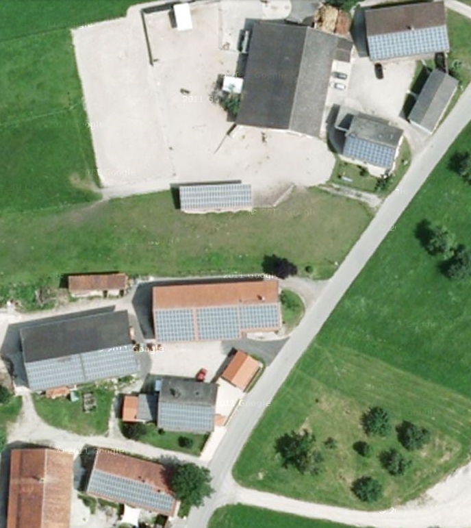 Bajorországi napelemes rendszerek - Kép: Google Earth