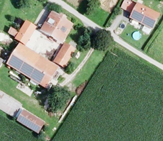 Bajorországi napelemes rendszerek - Kép: Google Earth